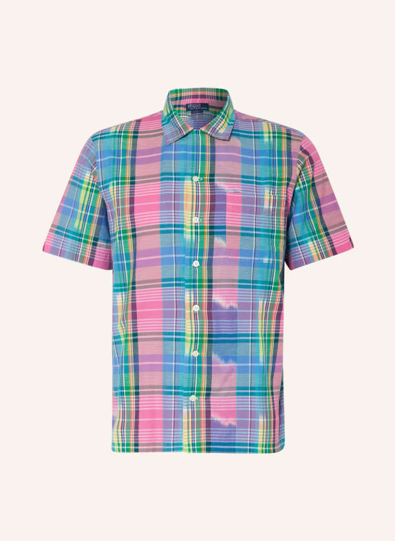 POLO RALPH LAUREN Short sleeve shirt MADRAS classic fit GREEN/ PINK/ BLUE