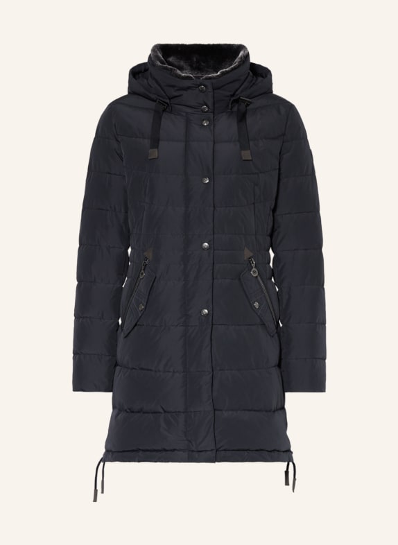 GIL BRET Quilted coat with detachable faux fur DARK BLUE