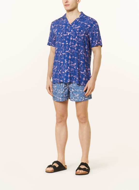 arrels BARCELONA Resorthemd BLUE VACANCES × QUENTIN MONGE Comfort Fit BLAUW / ROZE