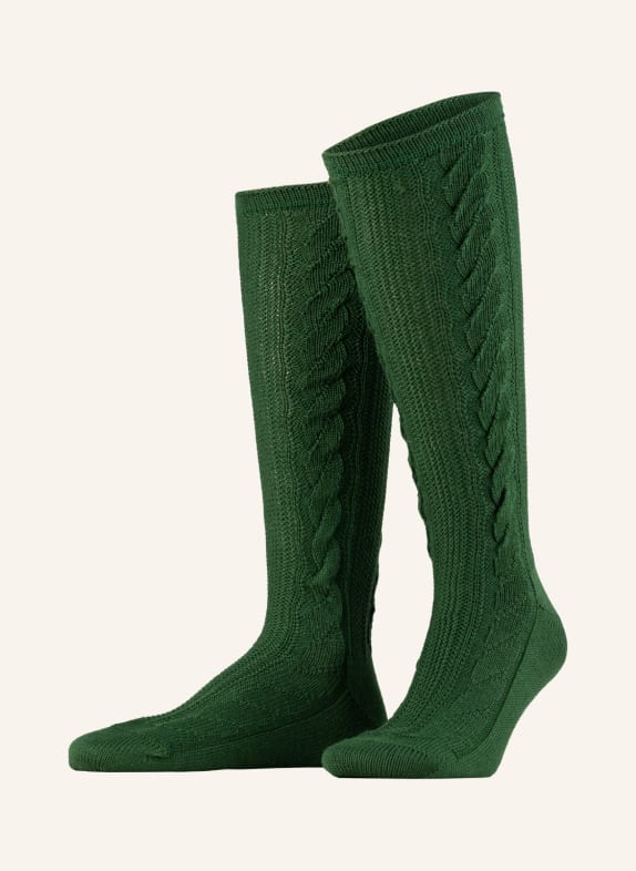 LUSANA Trachten knee high stockings DARK GREEN