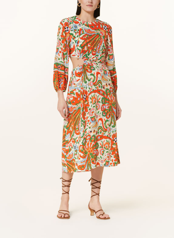 ba&sh Kleid MONICA mit Cut-out GRÜN/ ORANGE/ ECRU