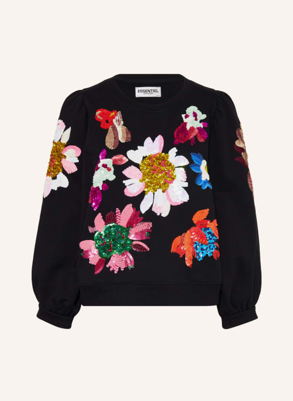 ESSENTIEL ANTWERP Sweatshirt mit 3/4-Arm und Pailletten SCHWARZ