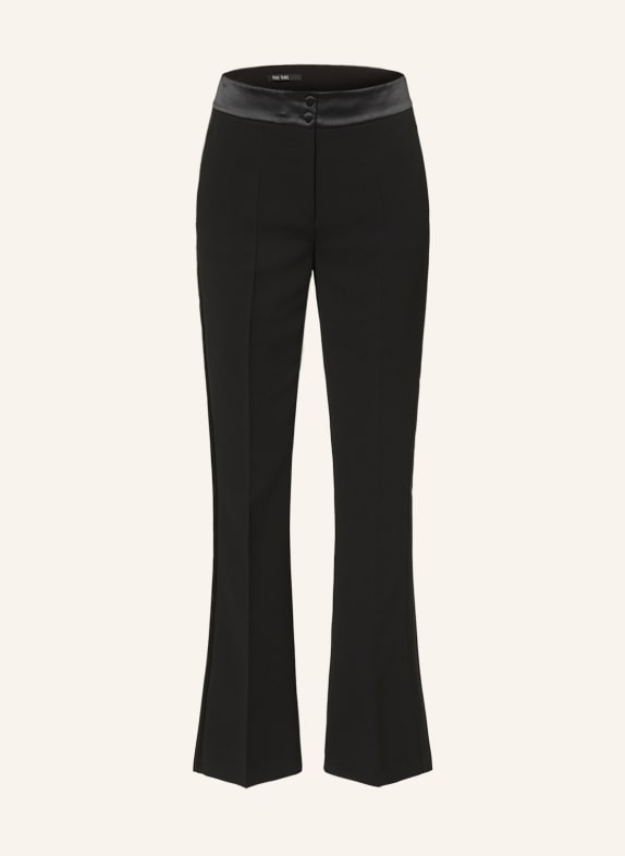 MARC AUREL Wide leg trousers with tuxedo stripes BLACK