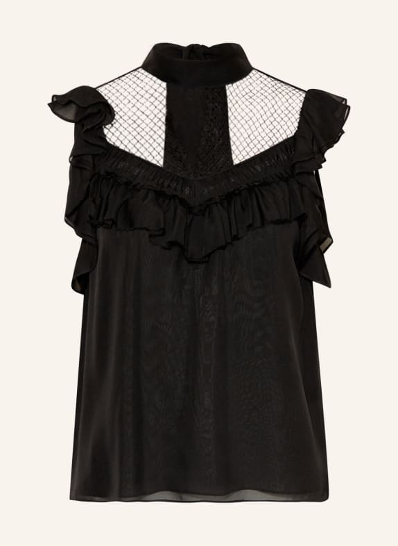 DOROTHEE SCHUMACHER Blouse top made of silk with frills BLACK