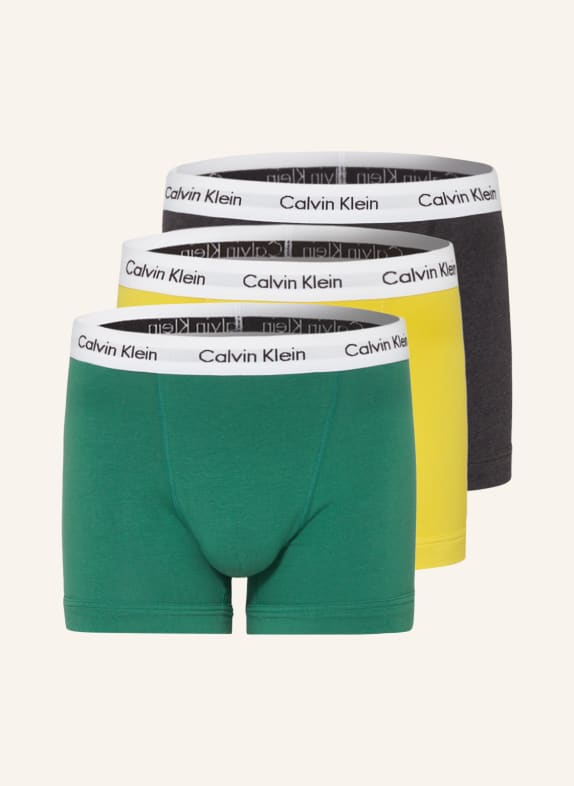 Calvin Klein 3er-Pack Boxershorts COTTON STRETCH GRÜN/ GELB/ DUNKELGRAU