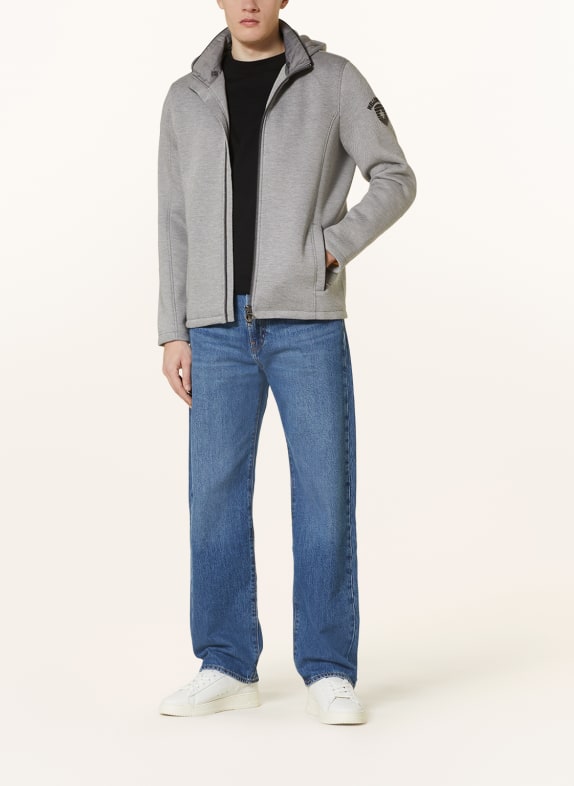 WELLENSTEYN Sweat jacket SARASOTA with removable hood BLACK / LIGHT GRAY