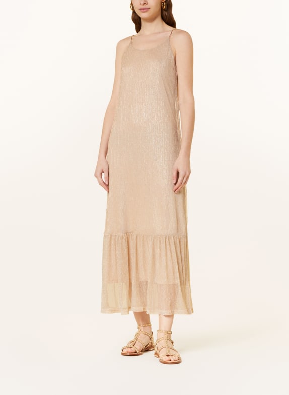 ONLY Pleated dress with glitter thread BEIGE