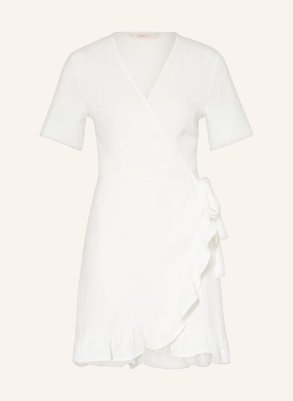 ONLY Wrap dress made of muslin with ruffles WHITE