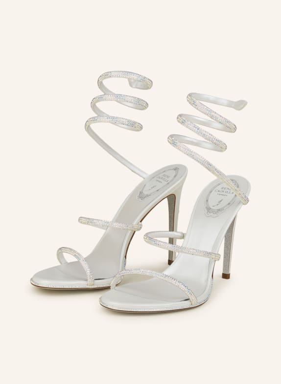 RENE CAOVILLA Sandals CLEO with decorative gems WHITE