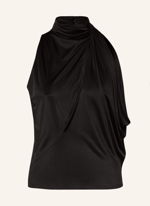 VERSACE Blouse top in satin with cut-out BLACK
