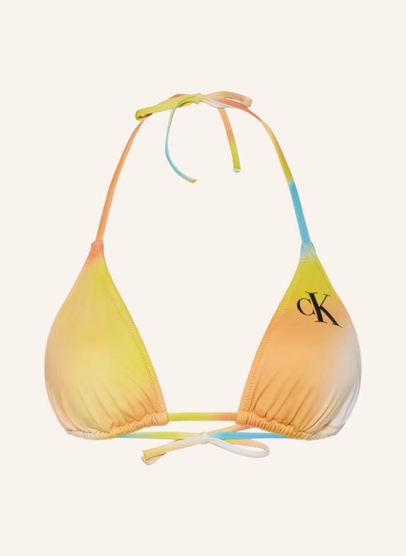 Calvin Klein Triangle bikini top CK MONOGRAM ORANGE/ YELLOW/ TURQUOISE