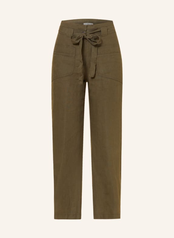 BRAX 7/8 trousers MAINE S in linen OLIVE