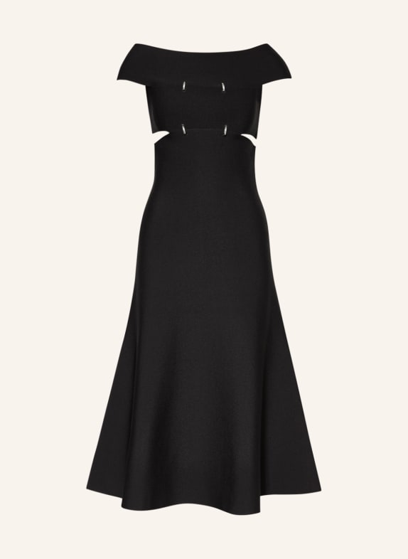 Alexander McQUEEN Off-shoulder knit dress with cut-outs BLACK