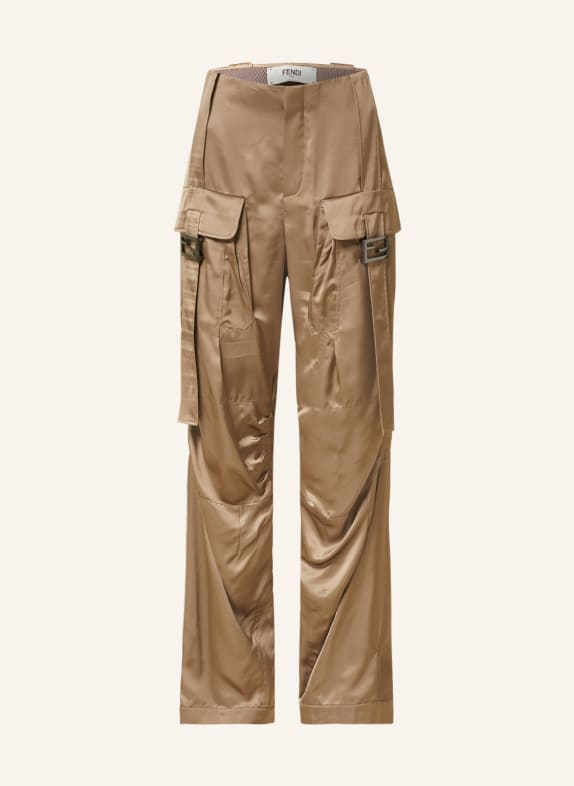 FENDI Cargo pants made of satin LIGHT BROWN