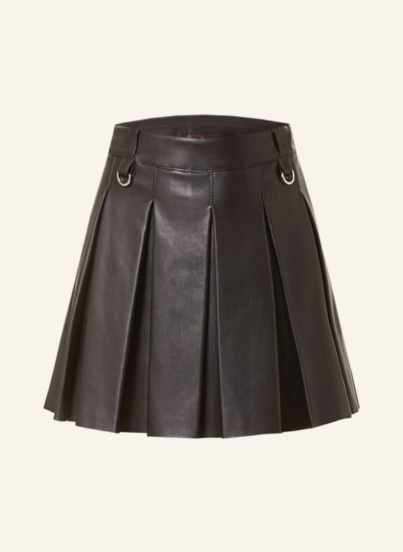 HUGO Pleated skirt RAFALLE in leather look BLACK