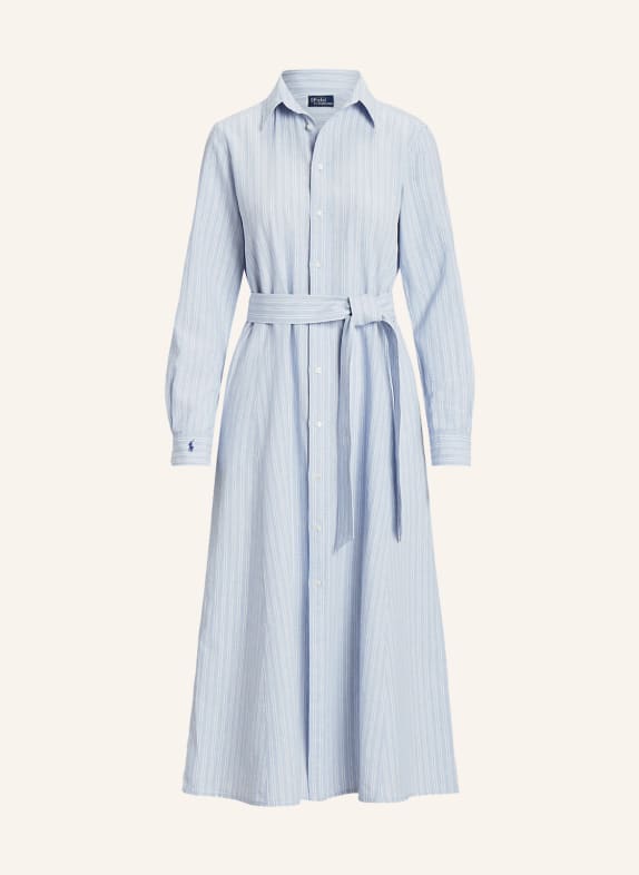 POLO RALPH LAUREN Shirt dress with linen LIGHT BLUE/ WHITE