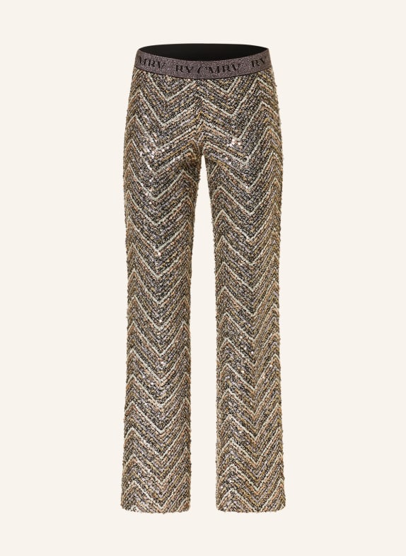 CAMBIO Trousers FRANCIS with sequins BLACK/ CREAM/ GOLD