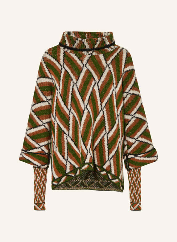 MARC CAIN Zestaw: Sweter i mankiety z błyszczącą przędzą 573 orient green