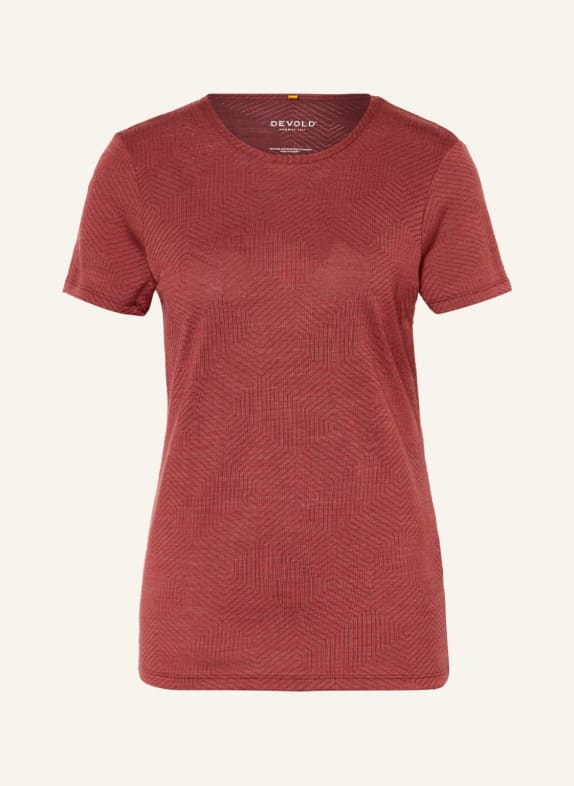 DEVOLD T-shirt CILIA made of merino wool DARK RED