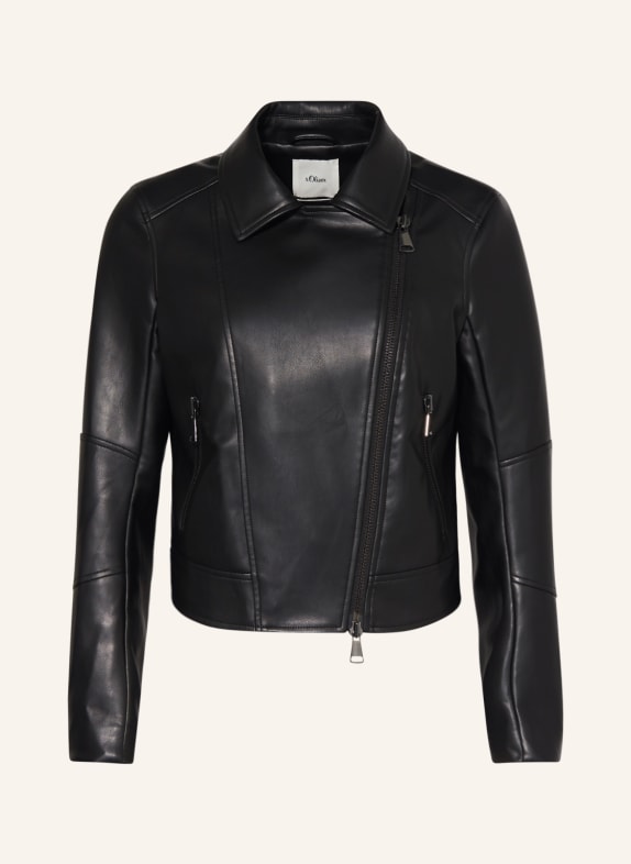s.Oliver BLACK LABEL Biker jacket in leather look BLACK