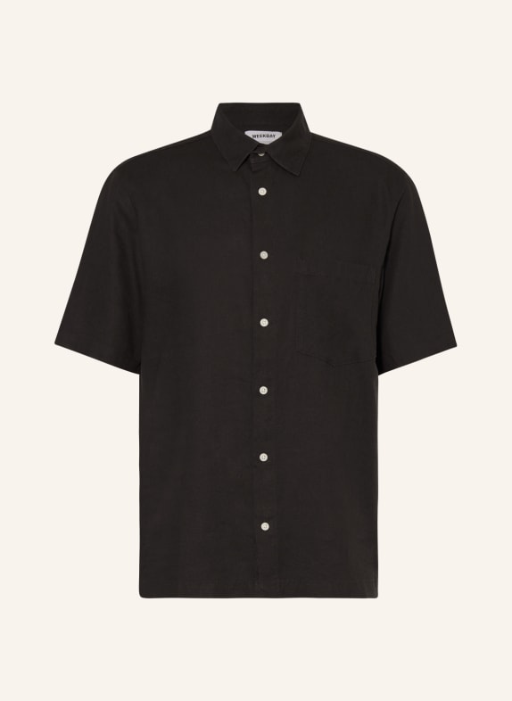 WEEKDAY Kurzarm-Hemd Comfort Fit mit Leinen