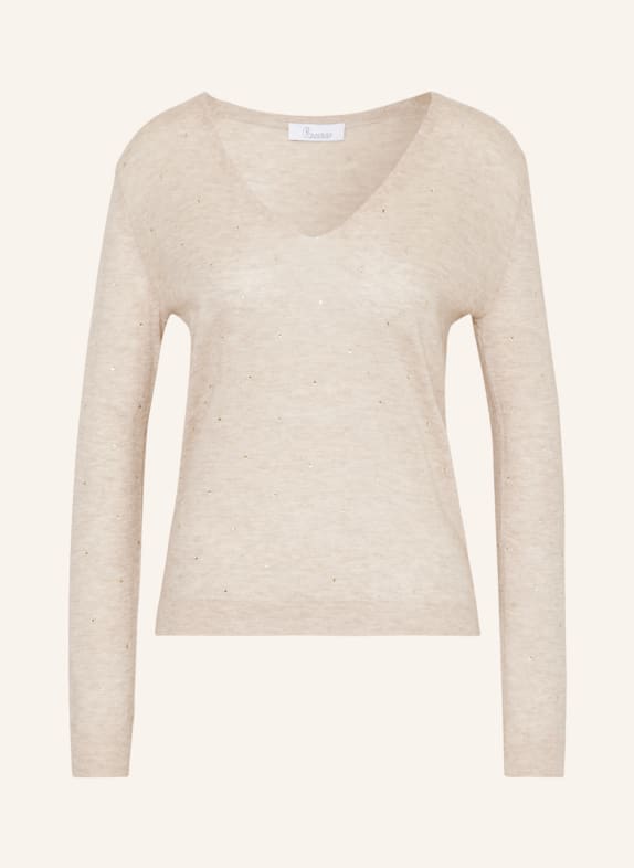 Princess GOES HOLLYWOOD Sweater with cashmere and decorative gems BEIGE