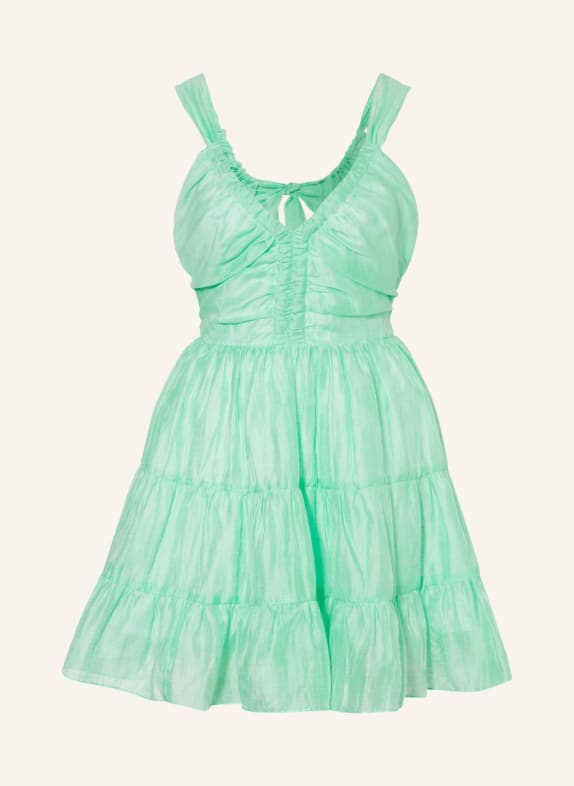 SANDRO Leinenkleid mit Cut-out und Volants