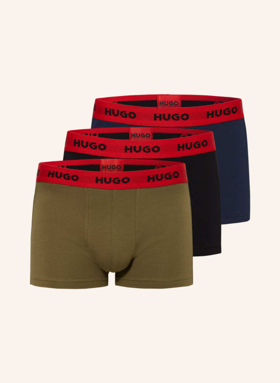 HUGO 3er-Pack Boxershorts DUNKELBLAU/ OLIV/ SCHWARZ