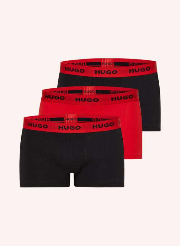 HUGO 3-pack boxer shorts BLACK/ RED