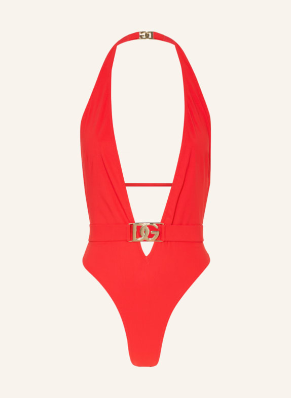 DOLCE & GABBANA Halter neck swimsuit RED