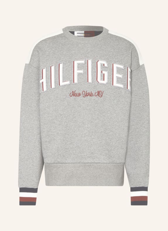 TOMMY HILFIGER Sweatshirt mit Galonstreifen GRAU/ WEISS/ ROT