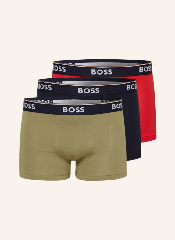BOSS 3-pack boxer shorts POWER DARK BLUE/ RED/ LIGHT GREEN