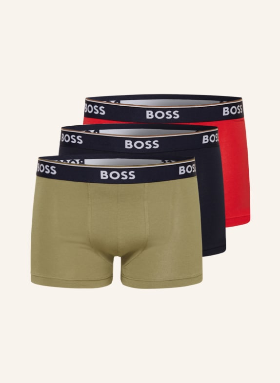 BOSS 3er-Pack Boxershorts POWER DUNKELBLAU/ ROT/ HELLGRÜN