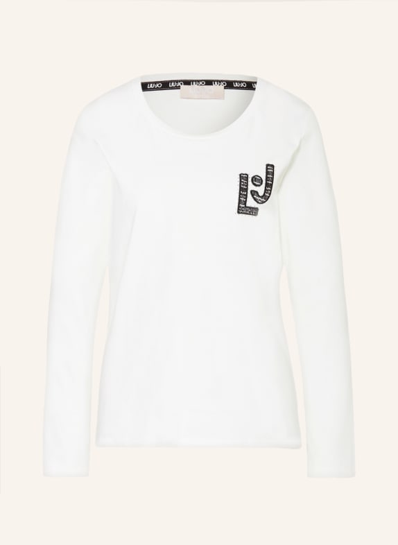 LIU JO Long sleeve shirt with decorative gems WHITE