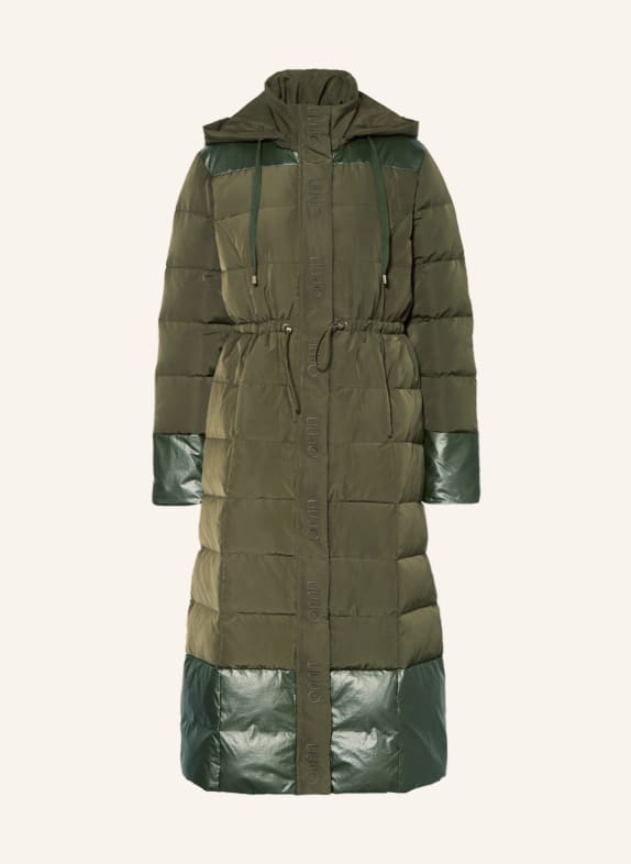 LIU JO Quilted coat with removable hood KHAKI