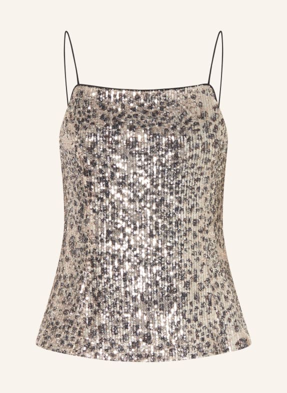 LIU JO Top with sequins GRAY/ WHITE GOLD