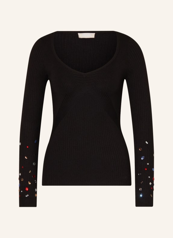 LIU JO Sweater with decorative gems BLACK