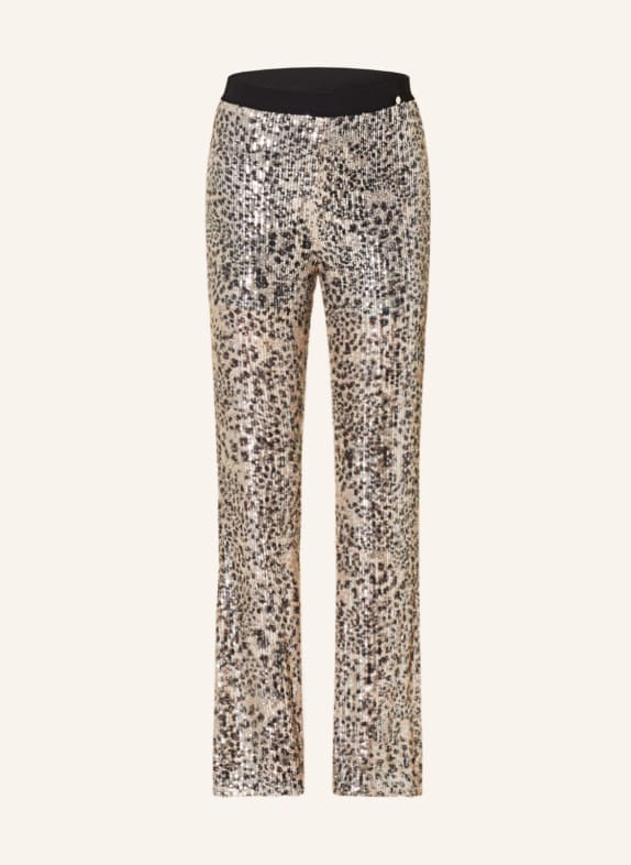 LIU JO Trousers with sequins GRAY/ WHITE GOLD