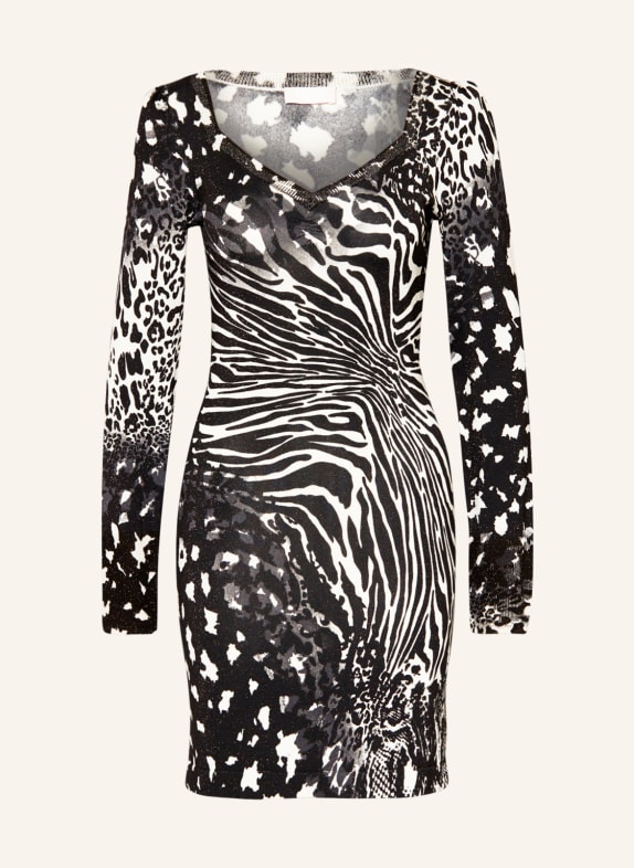 LIU JO Knit dress with glitter thread BLACK/ CREAM/ GRAY