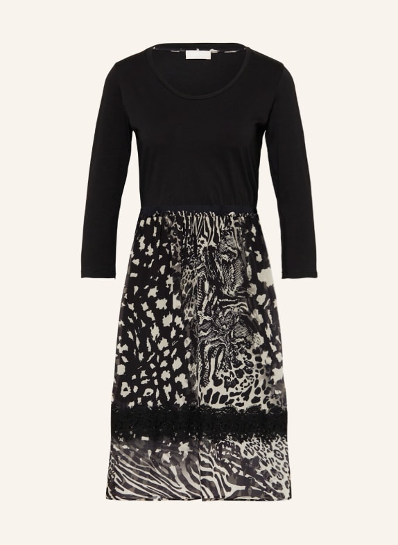 LIU JO Dress in mixed materials with 3/4 sleeve BLACK/ CREAM