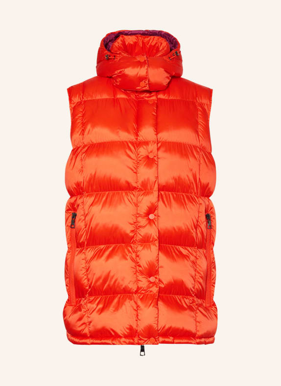 No.1 Como Quilted vest MILLIE WE with detachable hood ORANGE/ FUCHSIA