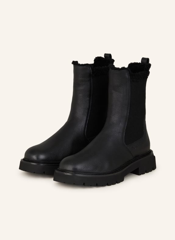 FERRAGAMO Chelsea boots ODERICO with real fur BLACK