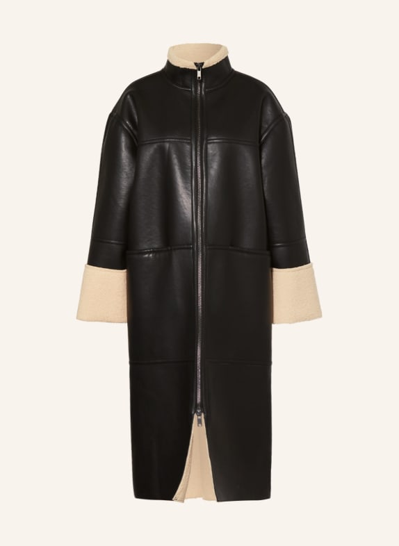 MSCH COPENHAGEN Coat MSCHDELICIA in leather look with faux fur BLACK