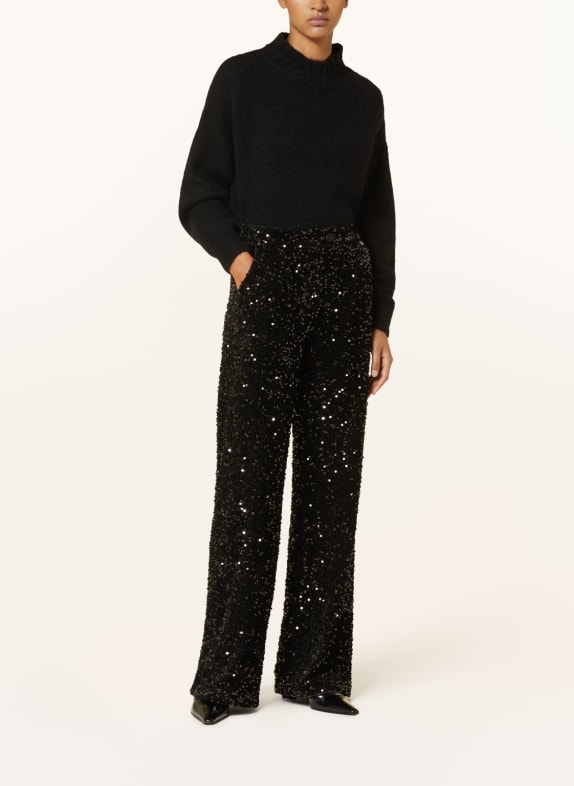 LIU JO Wide leg trousers made of velvet with sequins