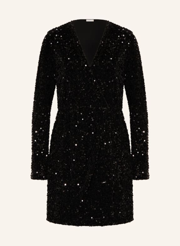 LIU JO Velvet dress in wrap look with sequins BLACK