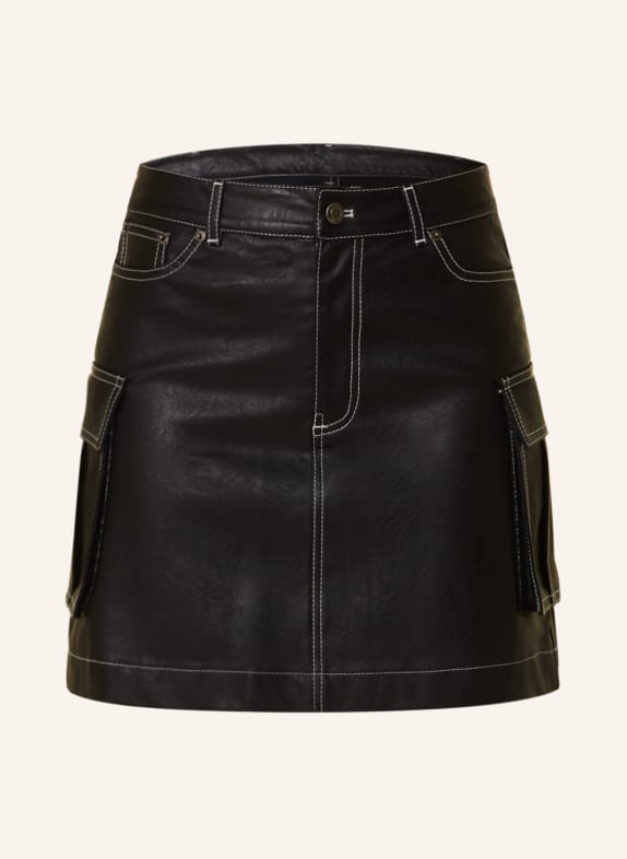 COLOURFUL REBEL Skirt ZENNI in leather look BLACK