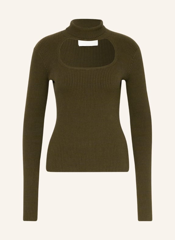 Herskind Turtleneck sweater VITA with cut-out KHAKI