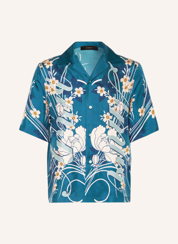 AMIRI Resort shirt comfort fit in silk TEAL/ LIGHT PINK/ BLUE