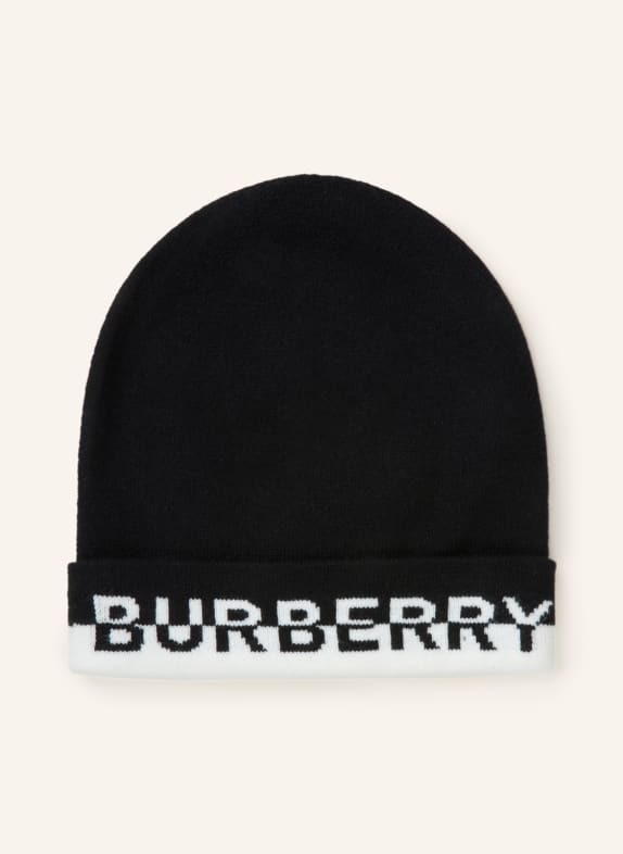 BURBERRY Cashmere hat BLACK/ WHITE