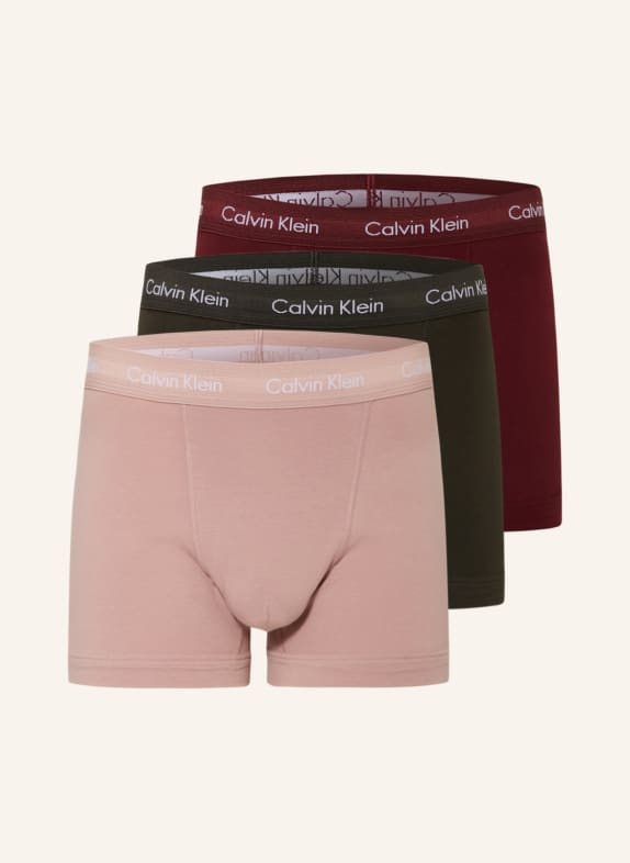 Calvin Klein 3er-Pack Boxershorts COTTON STRETCH ROSÉ/ DUNKELROT/ DUNKELGRAU